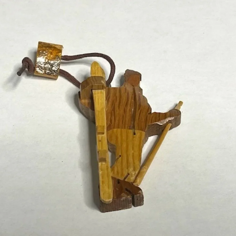 Vallnord, Andorra Rustic Wooden Skier Key Holder Backpack Accessory 3
